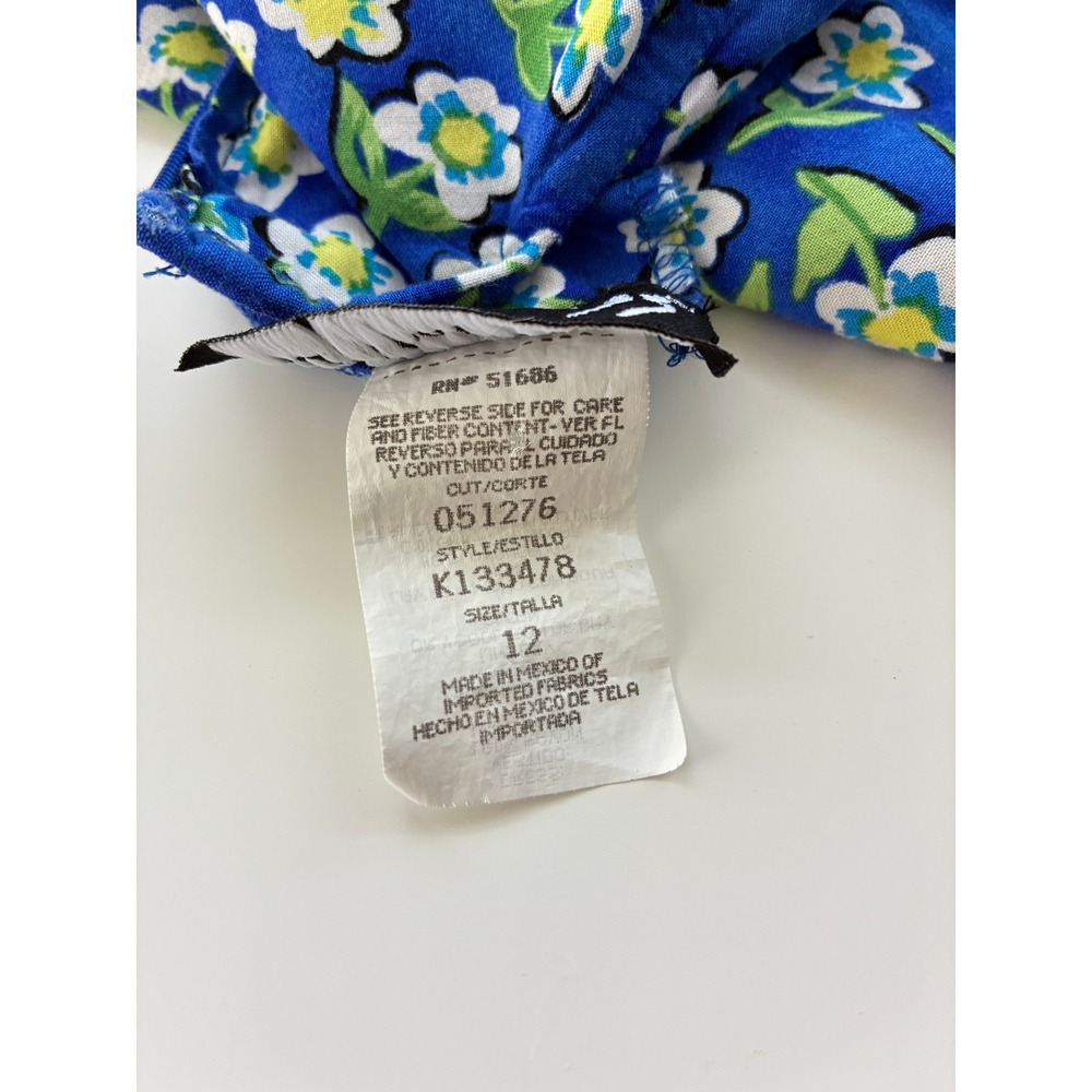 Vintage 90s All That Jazz Blue Floral Criss Cross Back Rayon Maxi Dress Girls 12 - Picture 9 of 10
